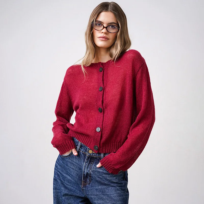 

Tuularose Fashion See-Through Knit Top Women Casual Long-Sleeve Patchwork Solid Streetwear Knit Sweater Autumn Women's Cardigan