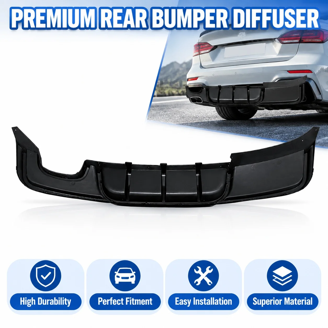 Per BMW Serie 1 E82 E88 2007-2013 Diffusore Paraurti Posteriore Stile MP con Doppia Uscita Laterale, Labbro Posteriore Sportivo, Modifica Aerodinamica