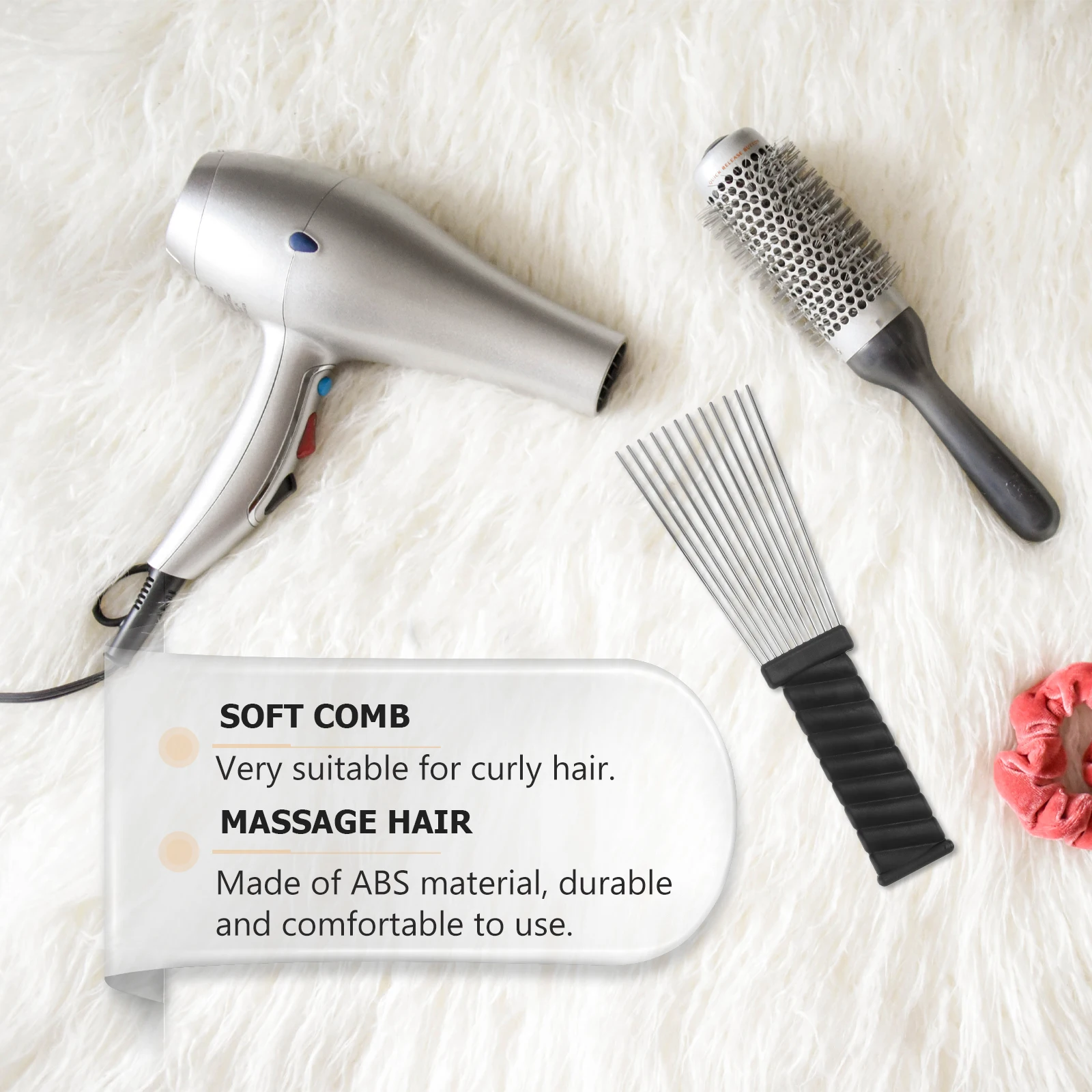 

2pcs Brush Rat Tail Comb Hair Styling Tool Salon Steel Needle Barber Accessories Durable Metal Plastic Detangling Comb For