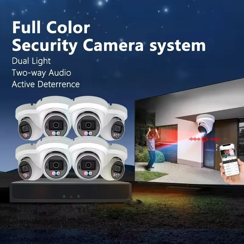 Best 4K 8CH  PoE NVR Kit Two Way Audio Full Color IP66 8pcs  Active Deterrence Outdoor Indoor 8MP Security Camera System