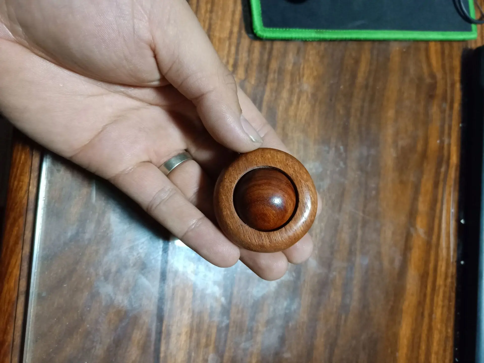 Sandalwood Spinning Top - Feng Shui Stress Reliever, Good Luck Pendant, Unique Decompression Toy