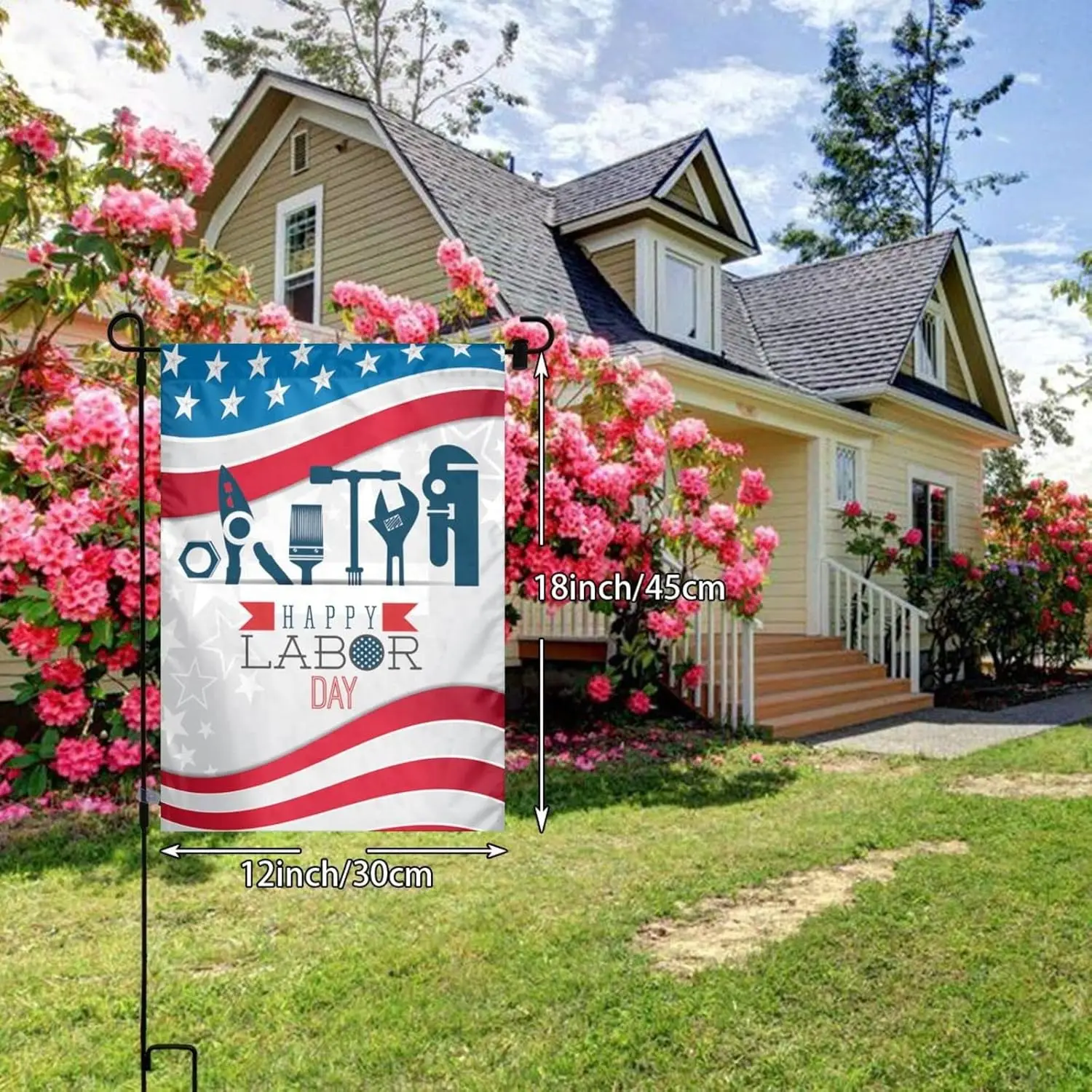 Happy Labor Day Celebrate Garden Yard Double Sided Vertical Flag 12 X 18 inch Indoors Outdoors Perfect Decoration