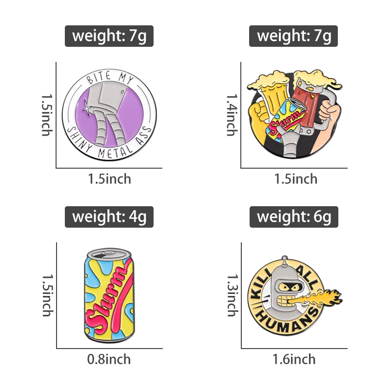 Robot Beer TV Enamel Pins Custom Cartoon Funny Oil Painting Punk Badge Lapel Brooch Backpack Jewelry Gift for Fans Friends