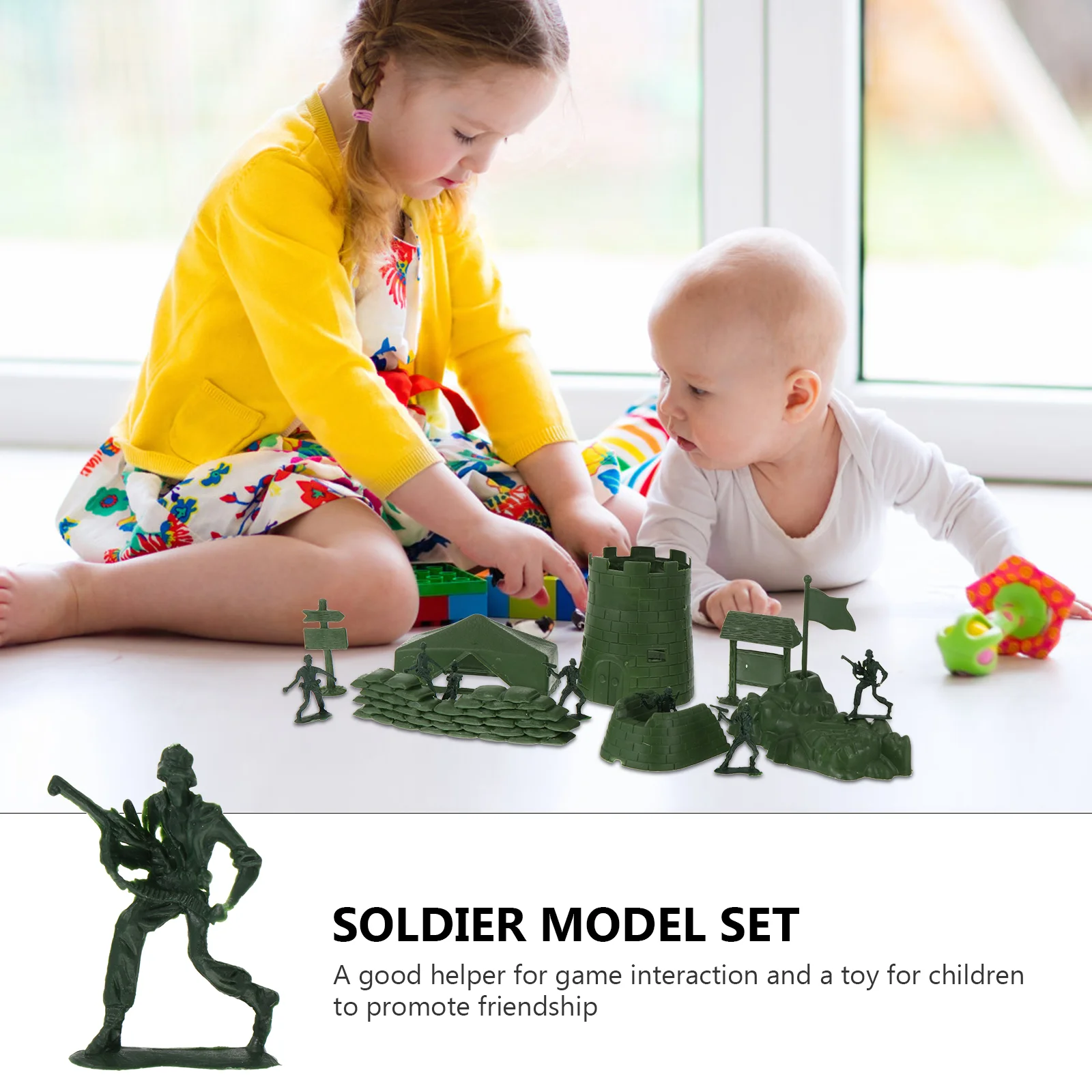 100 Pcs Childrens Toys Soldier Model Mini Plastic Figures Molds Action Green