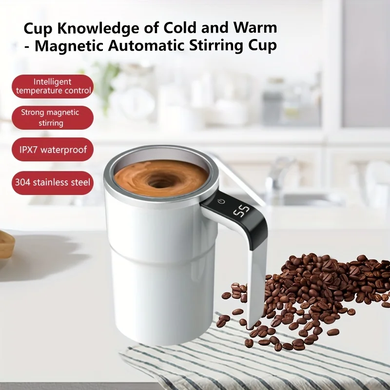 304 Stainless Steel Intelligent Temperature Measurement,  Automatic Stirring Cup,  Portable Coffee Cup, Milkshake Cup, Anti Sett