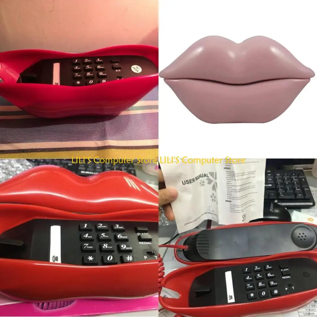 A52B Desktop Telephone Landline Mouth's Lips Telephone Home Office Colorful