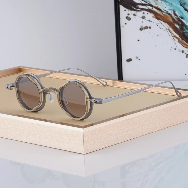 

Japanese Style Handmade Vintage Magnetic Clip On Sunglasses For Men Women Designer Driving Travel Round Oval Eyeglasses UV400