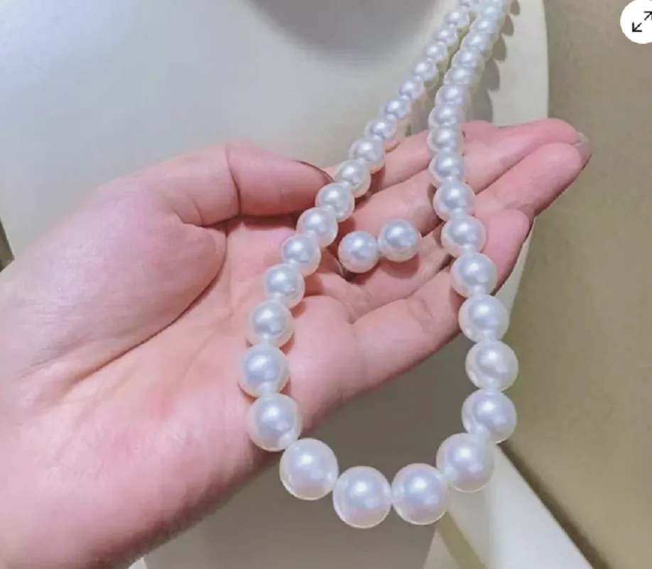 

Perfect South Sea AAAA8-9 White Round Pearl Necklace 18 inches+Earring Set 925s