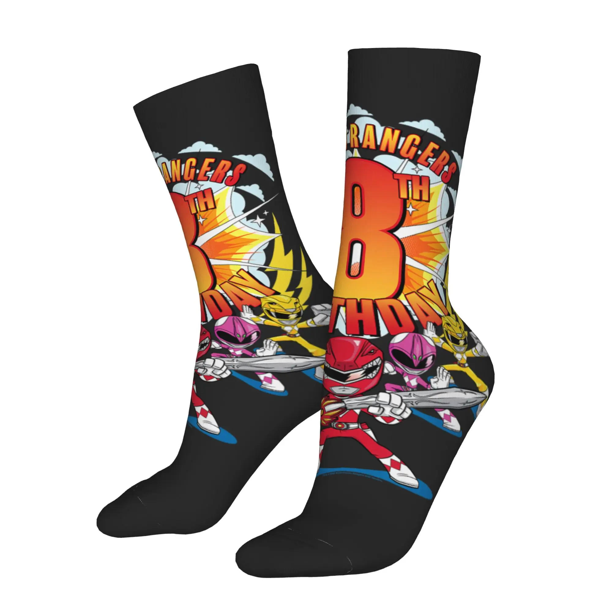 cycling socks Power Rangers Awesome 8th Birthday Mini Action Crazy Men's compression Socks Unisex items Crew Sock