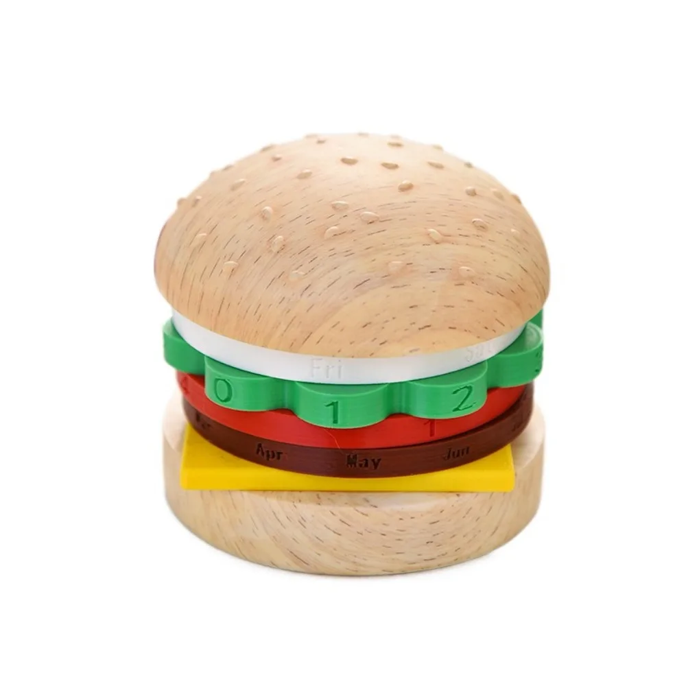 

Креативный вечный календарь для гамбургера с нескользящим дном, многоразовый вращающийся настольный календарь, декоративная вращающаяся дата