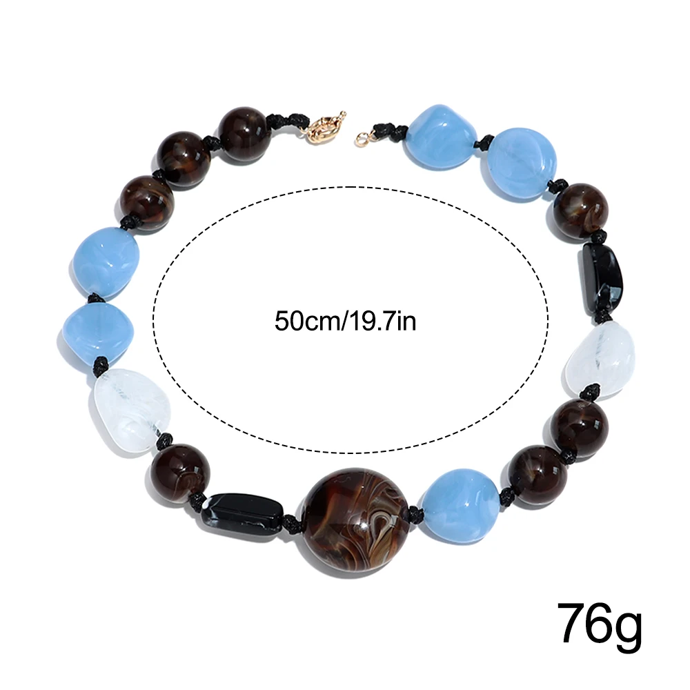 Modische Acryl-Halskette mit Unregelmäßigen Geometrischen Perlen, Neue Handgefertigte Geknotete Perlenkette, Trendiger Schmuck als Geschenk – Detail 1