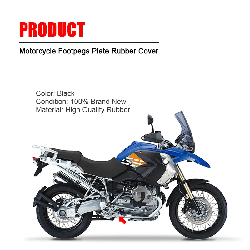 Front Footrest Foot Peg Footpegs Plate Rubber Cover For BMW R1200GS LC 2005-2013/ F650GS 2001-2007/ R1100GS R 1200GS Motorcycle