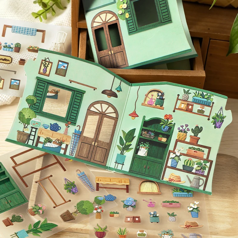 4 Style Wonderful Workshop Series Funny Collage Landscape Sticker Simulated Texture Shop DIY Journal Scrapbooking Scene Stickers