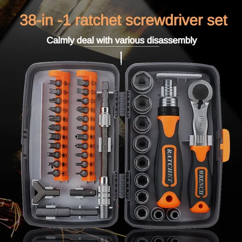 Professional maintenance tools for motorcycles  bicycle quick maintain hand tool 38pcs ratchet screwdriver sleeve set Portable