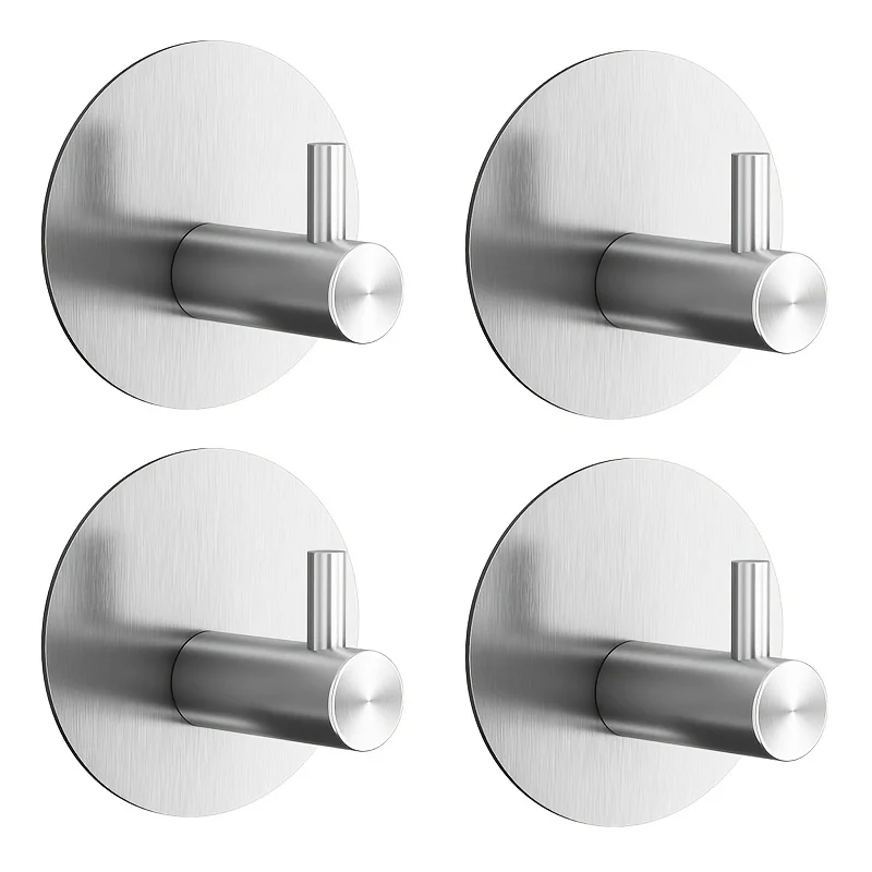 4 Stück Edelstahl-Haken Selbstklebend Badezimmer Wand- und Türhaken Kleiderhaken Ohne Bohren Handtuchhalter Aufbewahrungshaken für Zuhause – Detail 6