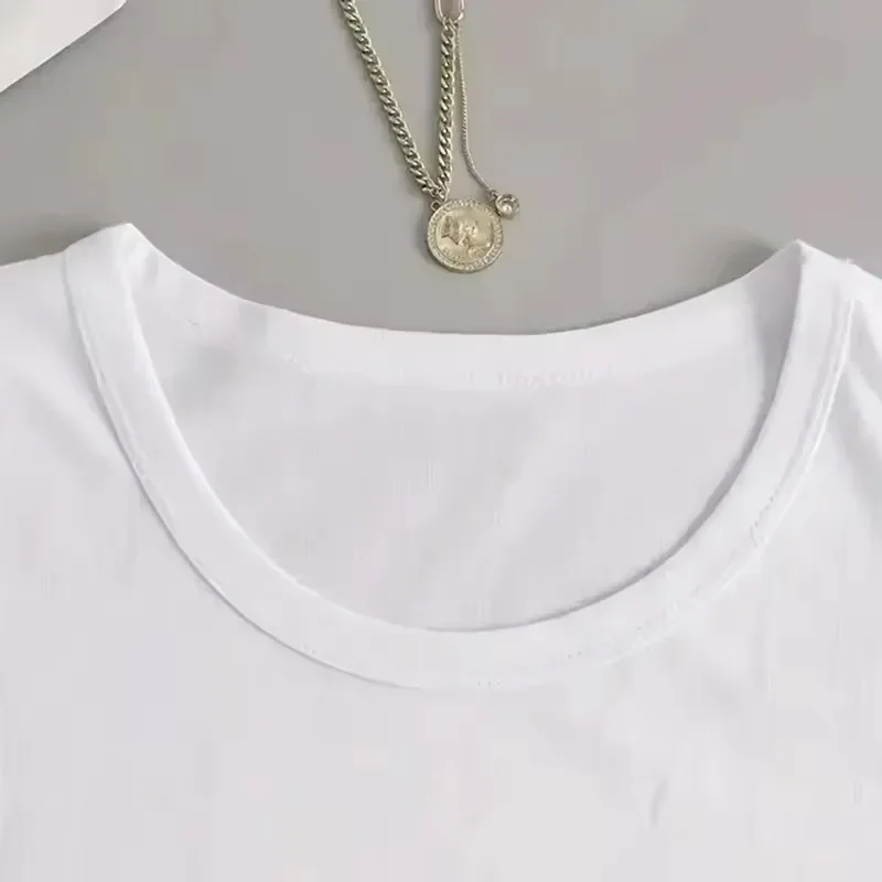 Women's Minimalist Line Art Print Short Sleeve T Shirt Women 90s Graphic Tees Tops Clothing Letter I'm Fine Causal Y2k T-shirt