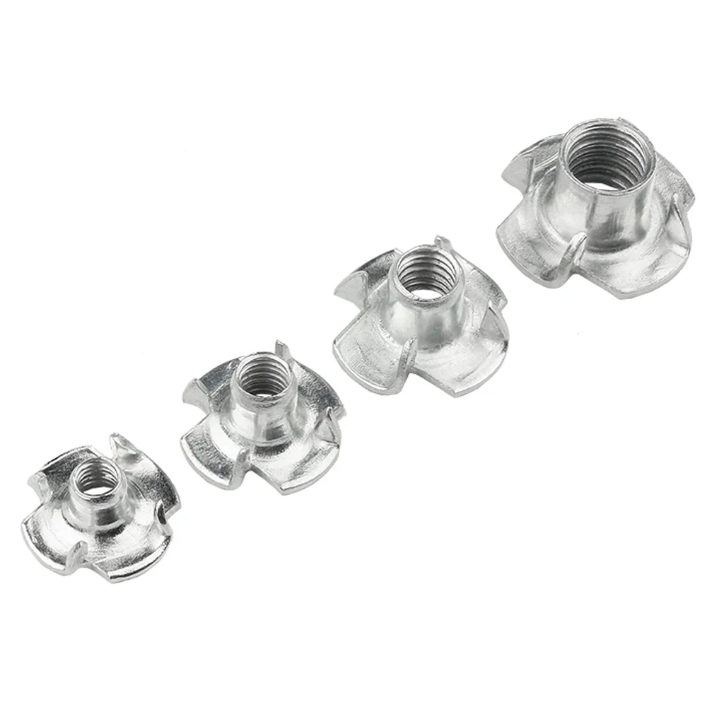 5/10/20/50pcs M3 m4 m5 m6 m8 M10 M12 Zinc Plated Four Claws Nut Speaker T-nut Blind Pronged Insert Tee Nut Inserts