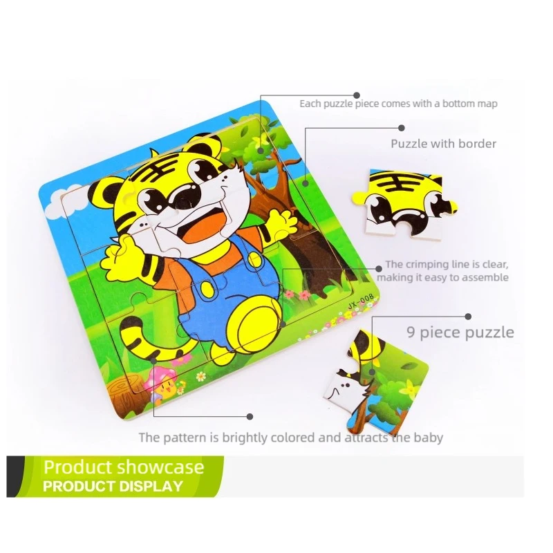 Nuovi 9 pezzi bambino giocattoli educativi Montessori puzzle 3D in legno veicolo animale cartone animato gioco di puzzle per bambini che imparano in età prescolare