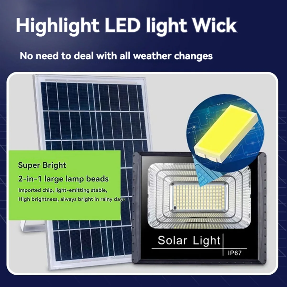 

NHG-dSolar Flood Lights 130LED 60W Remote Control Solar Powered Spotlight Outdoor Waterproof IP67 Street