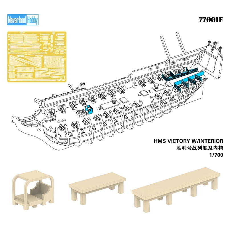 نيفرلاند هوبي تجميعها أطقم منمذجة 77001E HMS Victory مجموعة داخلية كاملة Elite Edition (w/pe وأجزاء مطبوعة ثلاثية الأبعاد) 1/700