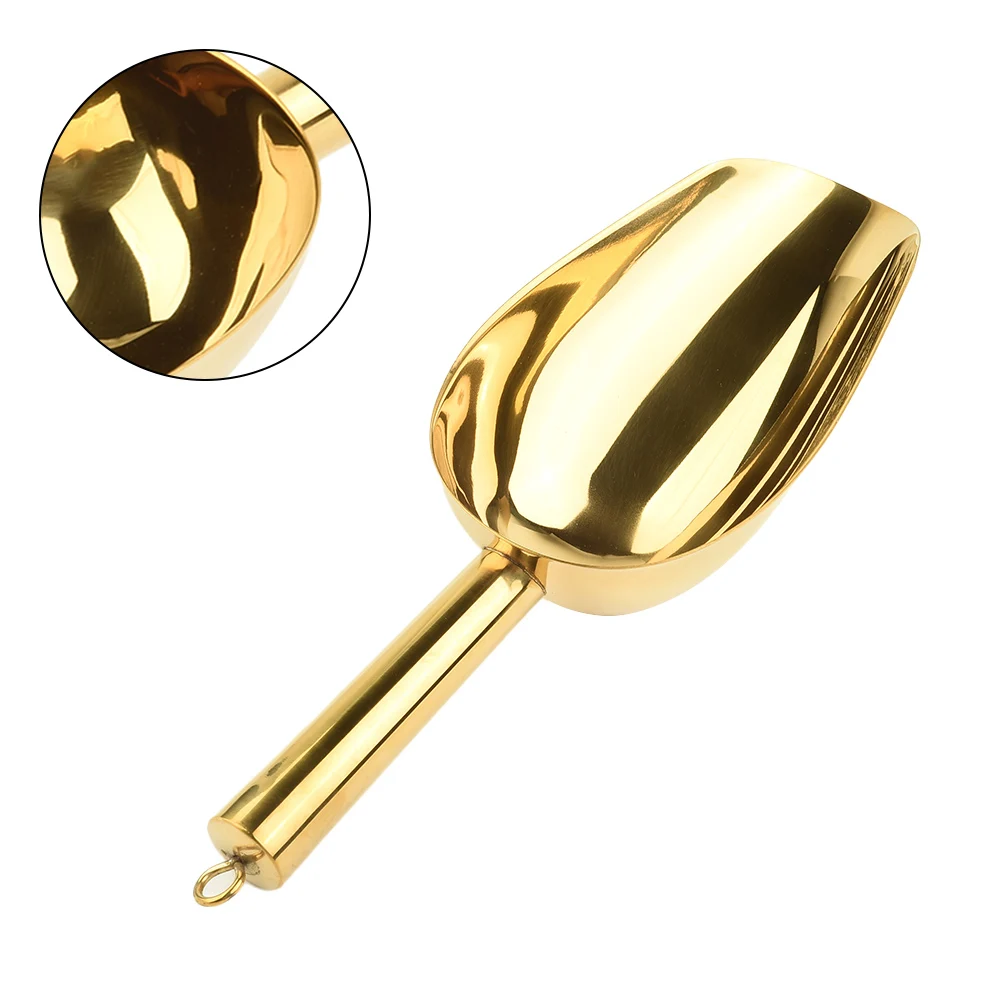 1pcs Shovel Candy Ice Cube Flour Gold/Silver Spoon Stainless Steel Bonbons Beans Shovel Food Scoops Buffet Tools Kitchen Utensil