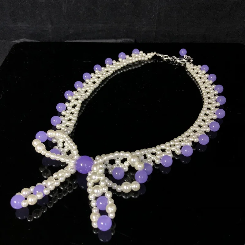 Exquisite  bow pearl necklace fashionable versatile clavicle chain high-quality jewelry