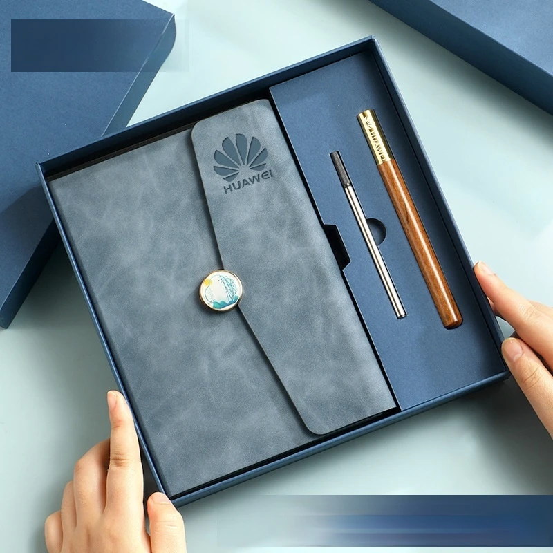 Customized notebook gift box set, business notebook and pen engraving customization company, high-end gift that can print LOGO