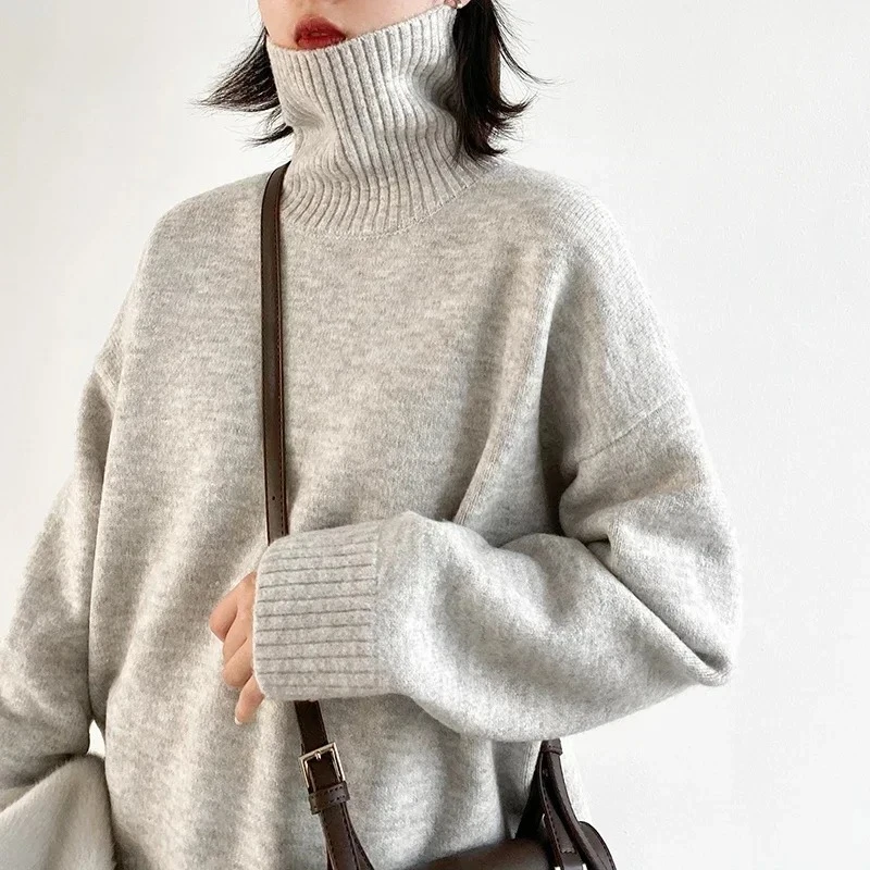سترة نسائية كورية سترات فضفاضة ذات ياقة مدورة بلوفر دافئ متين ملابس تريكو أساسية للسيدات لخريف وشتاء 2022 #1