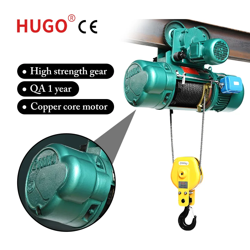 Building Concrete Battery Powered 3 Ton 5 Ton Pulling Electric Motor Hoist Wire Rope Electric Hoist