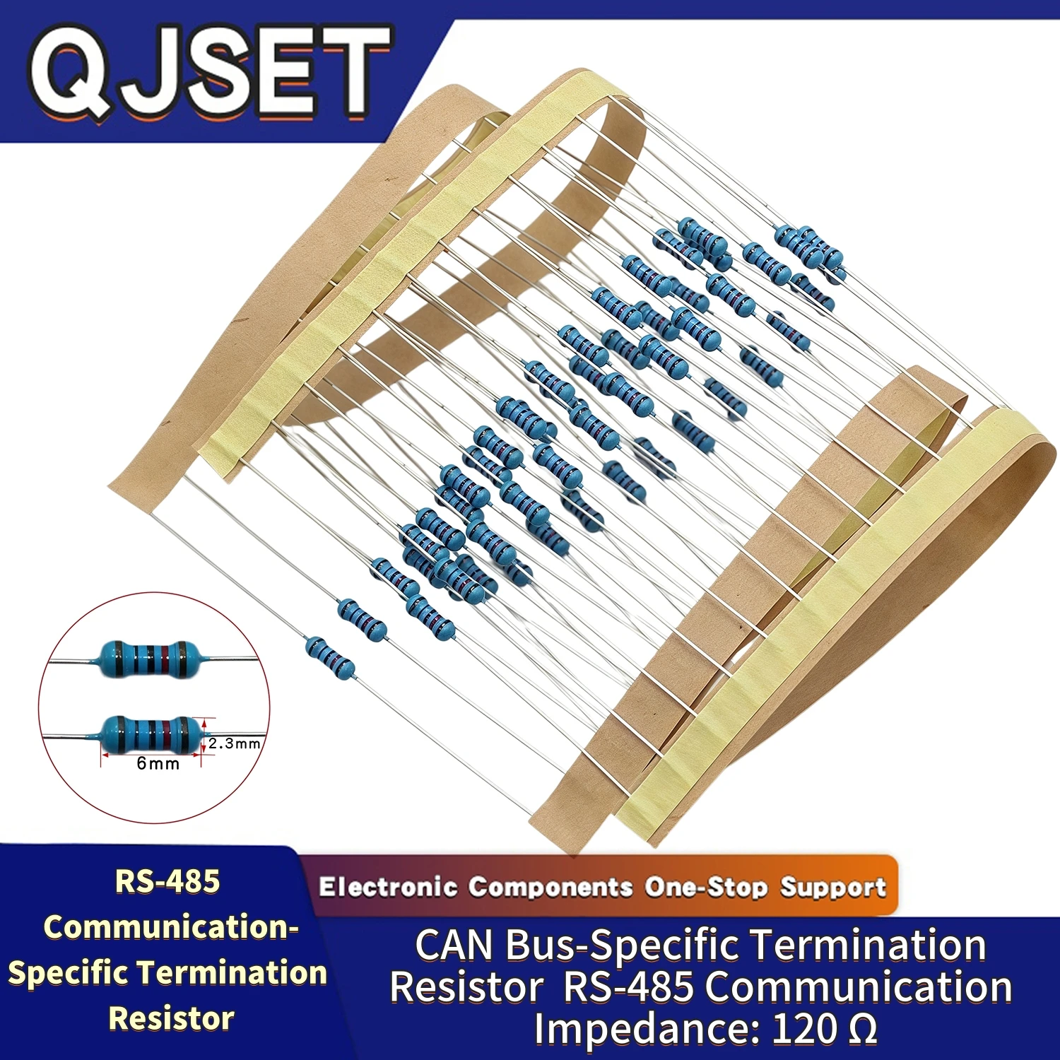 100 Pcs CAN Bus Terminating Resistor RS-485 Terminating Resistor 1/4W 120 Ohms 0.25W 120 ohm RS-485 Communication Impedance 120R