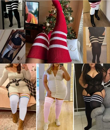 Gestreifte Kniestrümpfe in Übergröße, extra warme lange Wintersocken, stilvolle Kompressionssocken – Detail 1