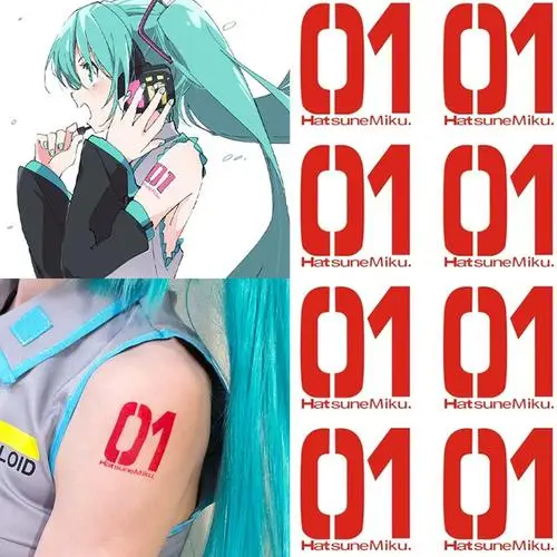 5Pcs Stickers Japan Anime Mi ku Waterproof long-lasting COS0203 arm sticker peripheral Hat sune cosplay accessories stickers