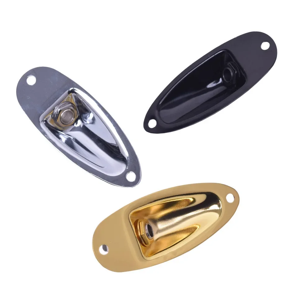 1 Piece Boat Style Guitar Pickup Output Mono Jack Plug Socket Plate for ST Style Electric Guitar Black Gold Chrome Silver