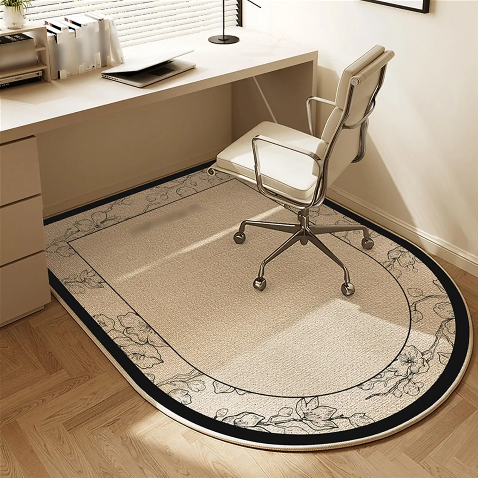 

VIKAMA French Retro Semi-circular Carpet for Living Room and Bedroom Sofas, Easy-to-maintain Carpet for Home Decoration