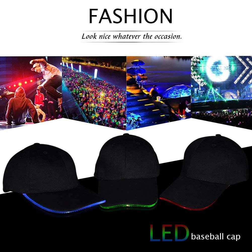 Chapéu eletrônico LED de algodão para boate, Chapéu LED, Luz verde