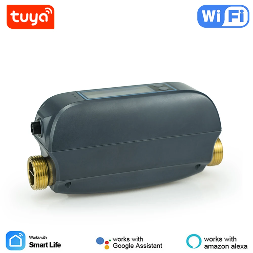 Tuya Smart WiFi Water Valve Water Consumption Monitoring and Screem Display of Water Flow Built in Rechargable Battery.