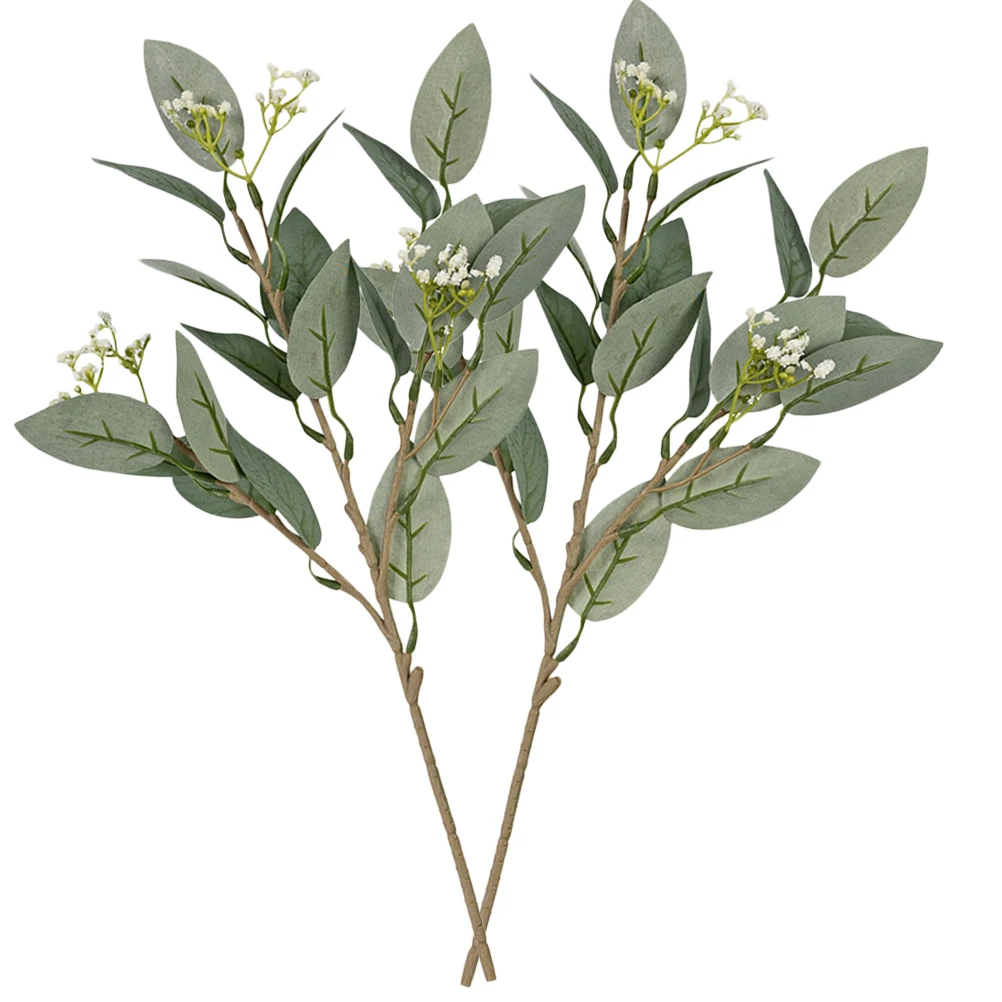 

2pcs Decorative Plastic Plants Household Artificial Plants Wear-Resistant Olive Branches Stems Fake Wedding Garden