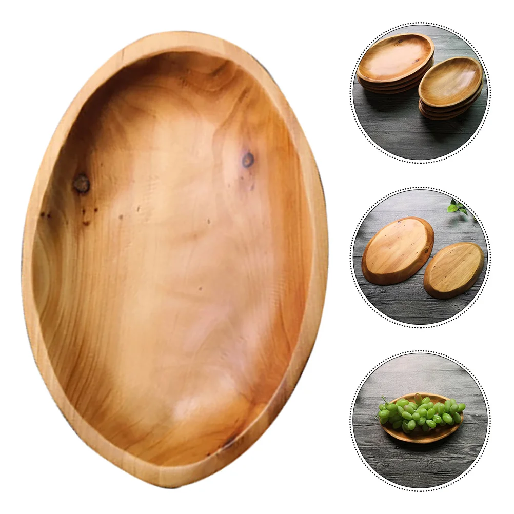 

Tray Solid Wood Fruit Bowl Wooden Oval (Small Size 22×14×3cm) Table Coasters Basket Square Serving Food Hangers