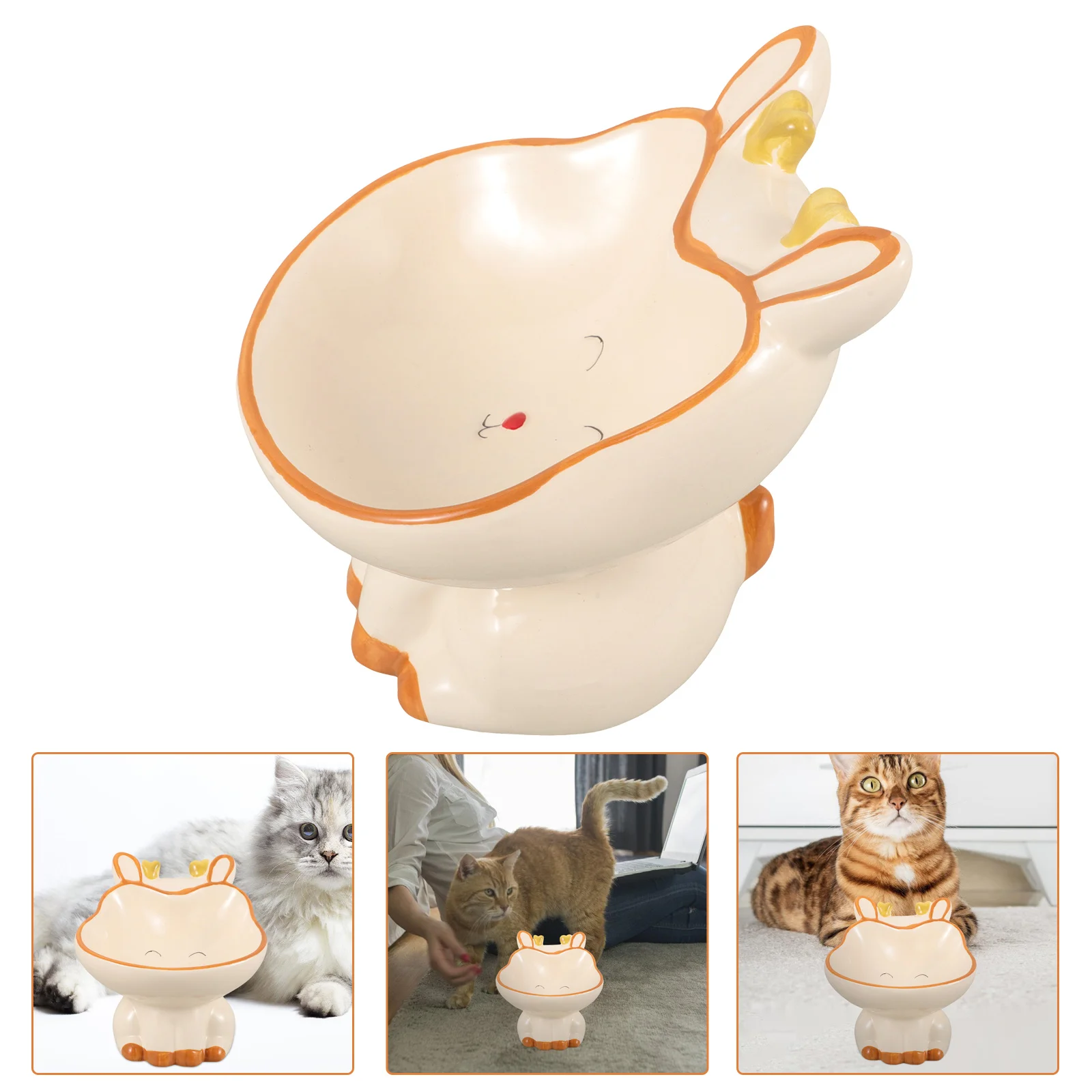 

Dog Water Bowl Elevated Bowls Ceramic Cat Raised Flower Tilted Food Spill Proofs Ceramics