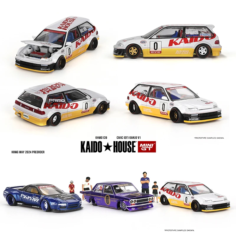 MINIGT KHMG139 In Stock 1:64 Civic EF9 Kanjo V1 Openable Hood Diecast Diorama Car Model Kaido House