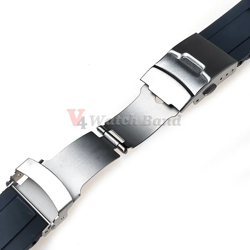 Curved End Silicone Extra Long Watch Strap 16/18/20/22/24/26mm Folding Buckle Universal Watchband Men\'s Big Size Wrist Bracelet