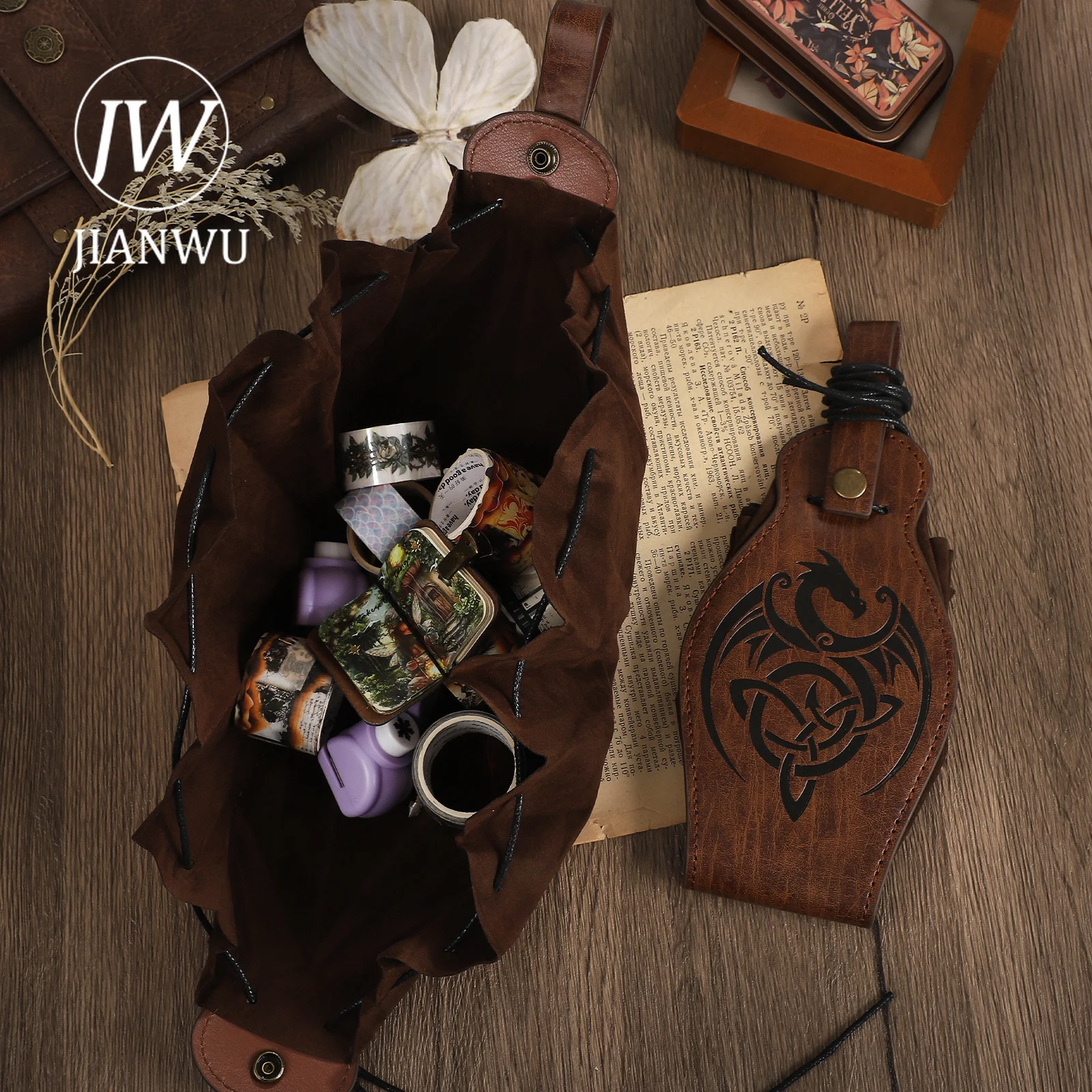 JIANWU Vintage Halloween Magic Bottle Shaped Material Collage Storage Bag Creative DIY Journal Student Supplies Stationery