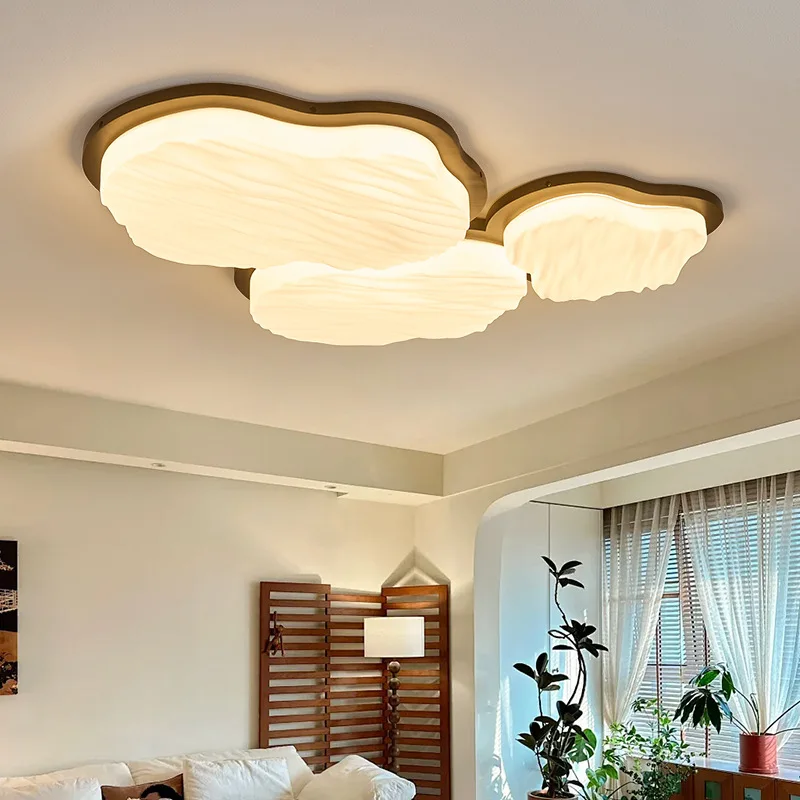 French cream wind living room light full spectrum eye protection cloud bedroom ceiling light 2025 new creative whole house lamps