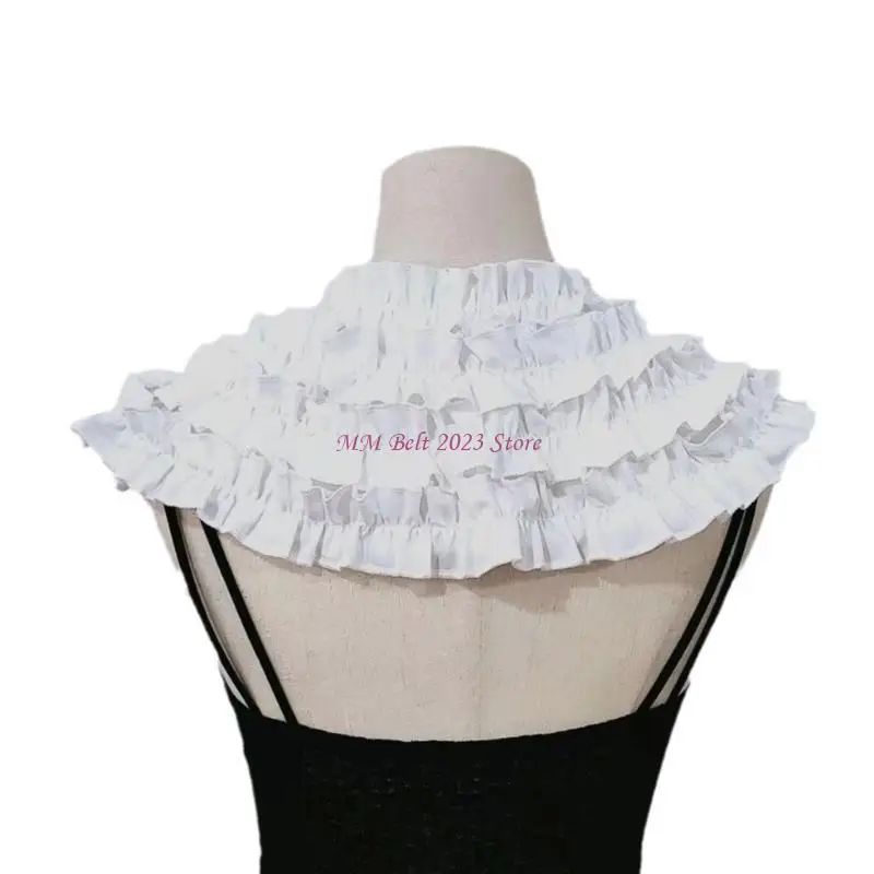 

49ME накладной воротник с лентой и бантом для женщин во французском стиле, многоуровневая шаль с рюшами, болеро