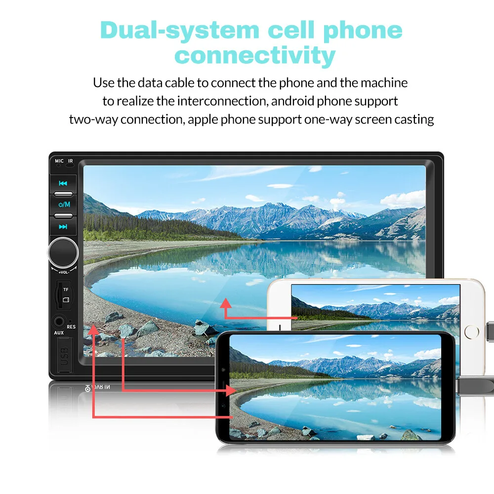 7" Car MP5 Player Double 2 DIN Bluetooth Touch Screen Stereo Radio With Camera view 6