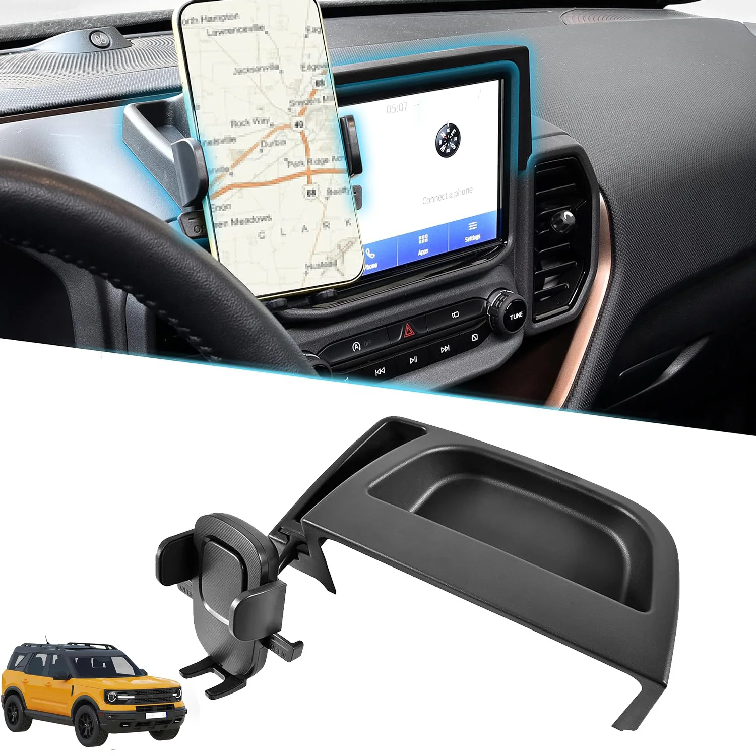 

Dash Phone Holder Dashboard Organizer Tray Phone Mount For Ford Bronco Sport 2021-2024 2/4Doors