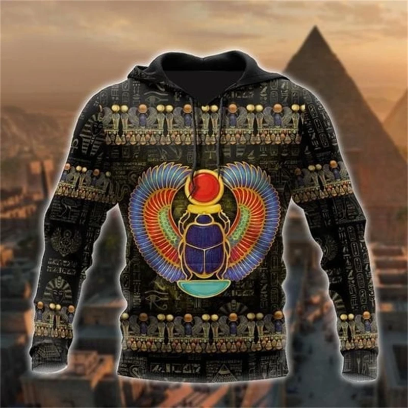 Vintage Men's Sweatshirt 3D Ancient Egypt Casual Print Hoodies Autumn Oversized Men Clothing Harajuku Long Sleeve Pullovers 6XL