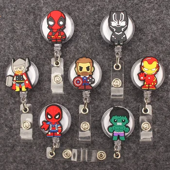 漫画のヒーロースタイルのIDホルダー,バッジリール,看護ワーカー,フェラマ,女の子と男の子,格納式の名前のカード,ホルダーアクセサリー,新しい