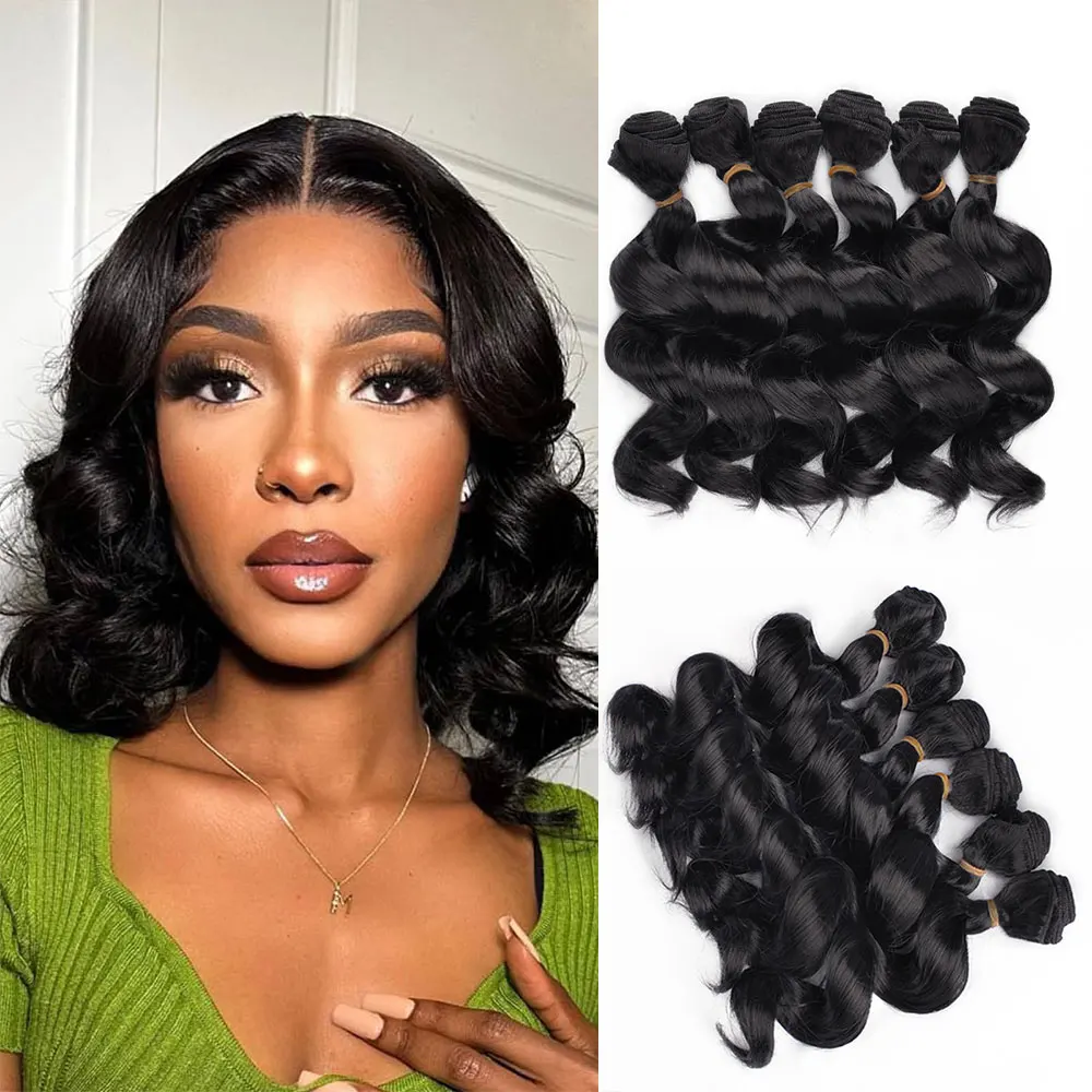 

10-дюймовые пучки объемных волн, бразильское плетение волос, мягкие натуральные синтетические волосы для наращивания, объемная волна, высокое качество, густые волосы