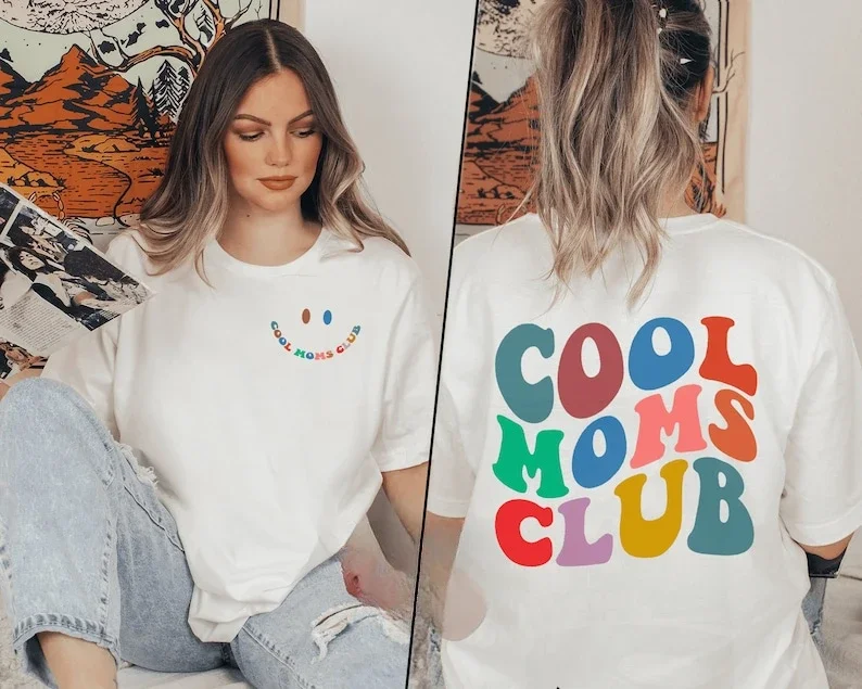 Colorful Cool Moms Club Shirt for Mother Shirt Mother Days Giftfor Mom Cool Moms Sweatshirt Harajuku Vintage Ropa Mujer Tops